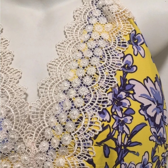 EUC Sea Angel Floral Yellow and Purple Swimsuit - Picture 3 of 6